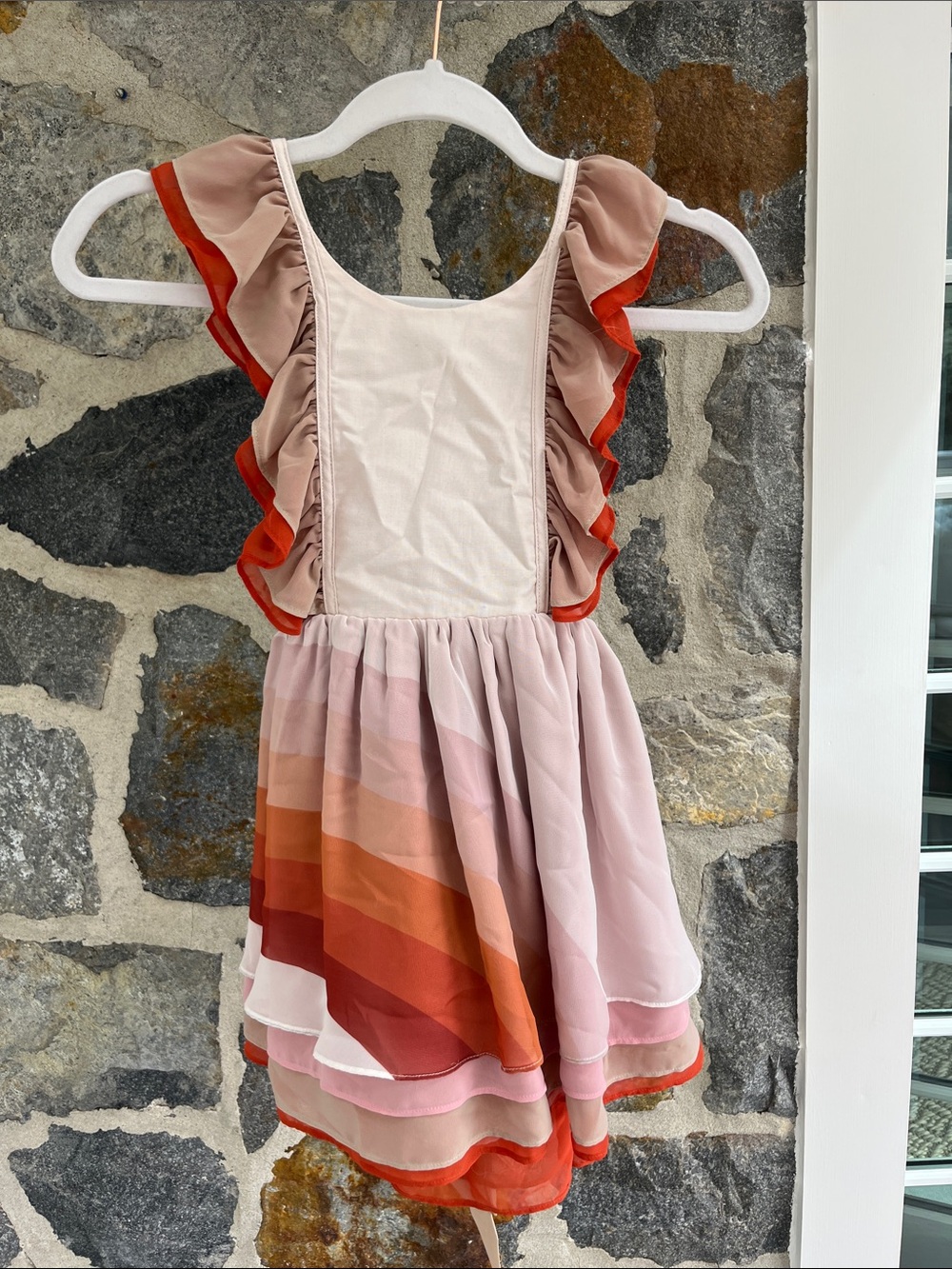 Pleiades Designs Sunset Stripe Chiffon Ruffle Twirl Dress